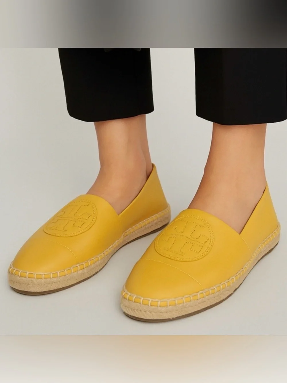 Tory Burch Yellow Nappa Leather Espadrilles